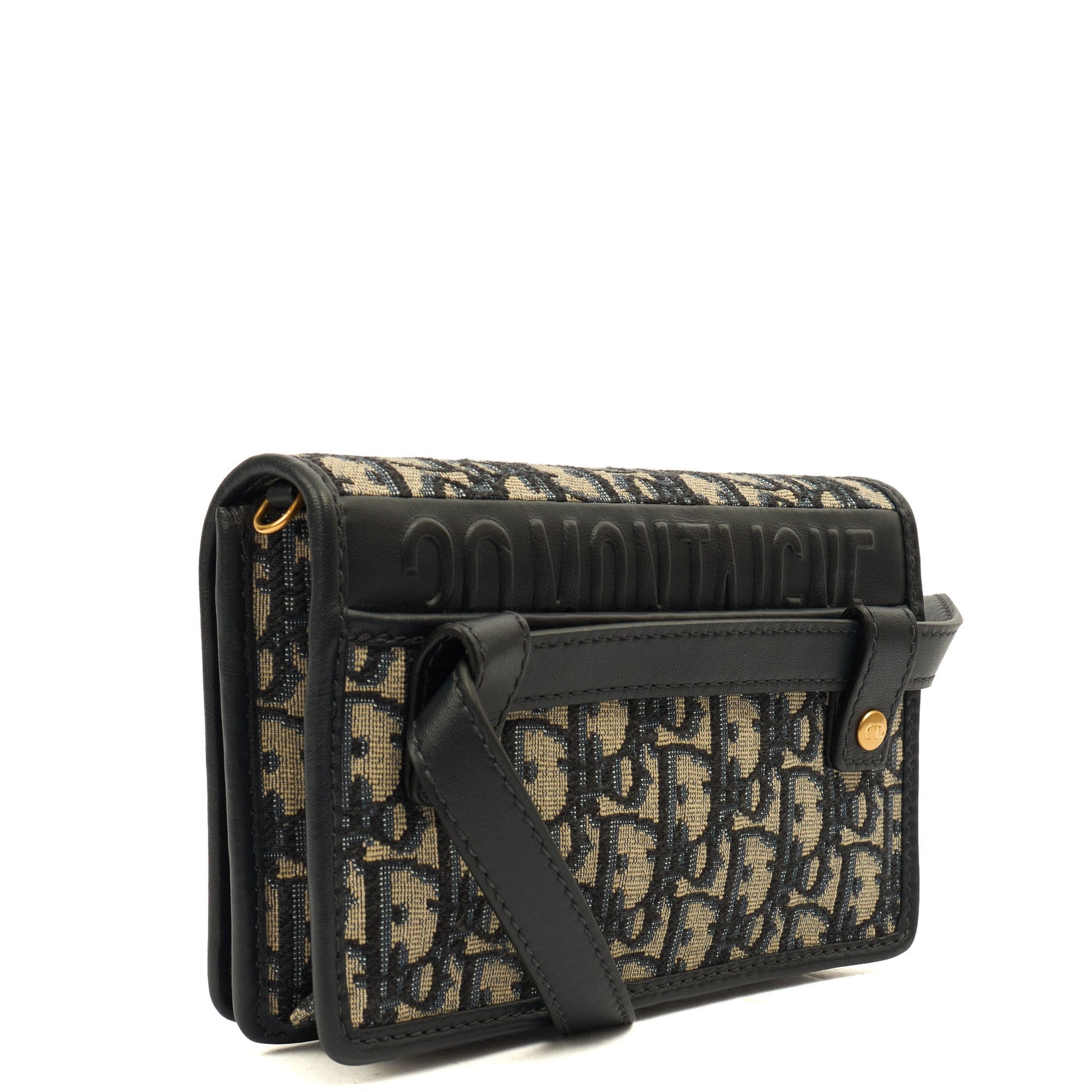 Christian Dior Cross Body 2-in-1 30 Montaigne Pouch in Blue, Dior Oblique Embroidery — Back View