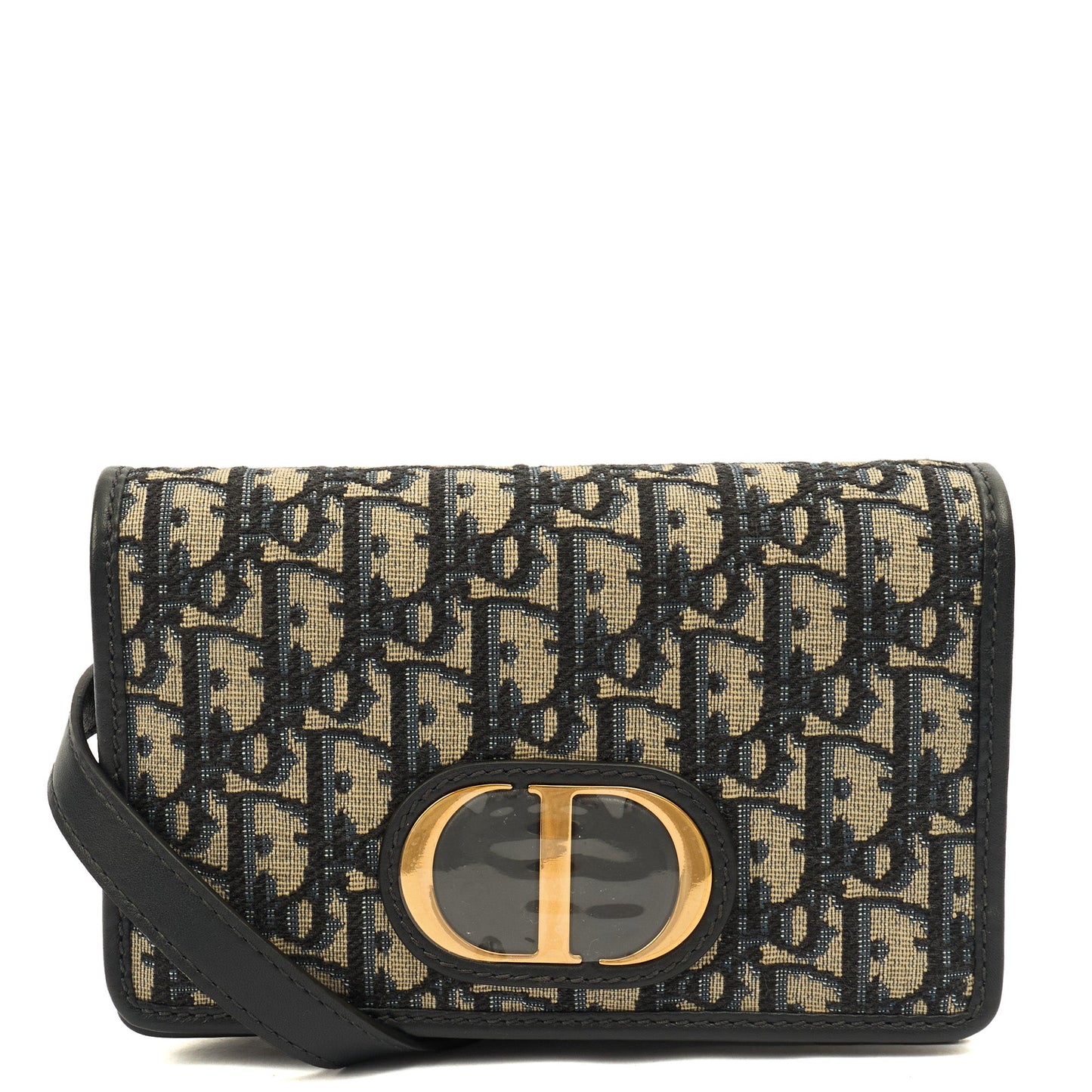 Christian Dior Cross Body 2-in-1 30 Montaigne Pouch in Blue, Dior Oblique Embroidery — Front View