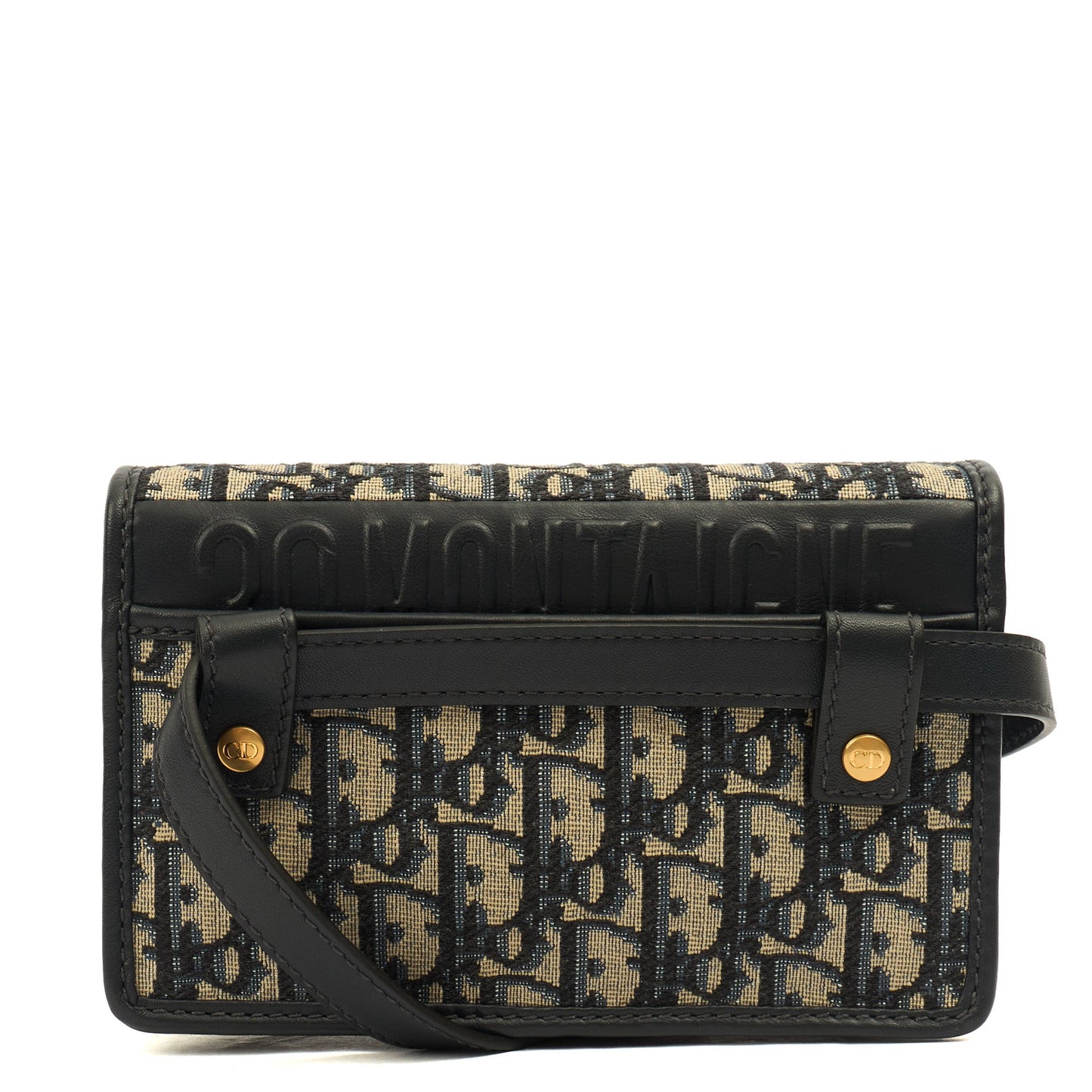 Christian Dior Cross Body 2-in-1 30 Montaigne Pouch in Blue, Dior Oblique Embroidery — Top View