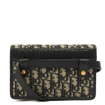 Christian Dior Cross Body 2-in-1 30 Montaigne Pouch in Blue, Dior Oblique Embroidery — Top View