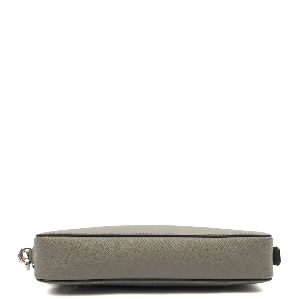 Prada Clutch Brique - Small in Grey, Calfskin — Top View