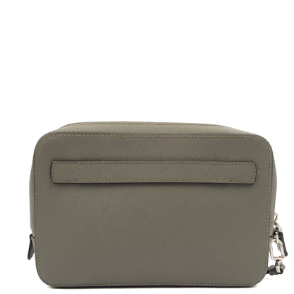 Prada Clutch Brique - Small in Grey, Calfskin — Back View