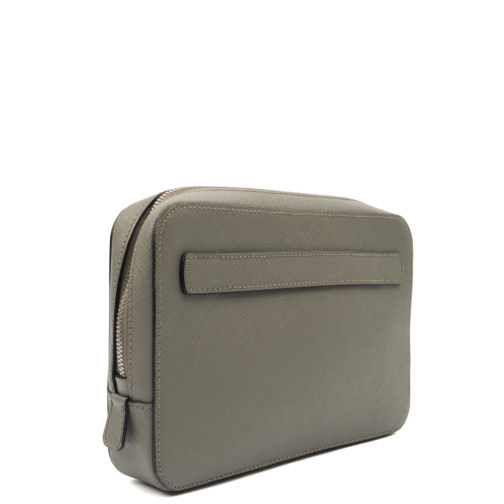 Prada Clutch Brique - Small in Grey, Calfskin — Side View
