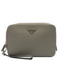 Prada Clutch Brique - Small in Grey, Calfskin — Front View