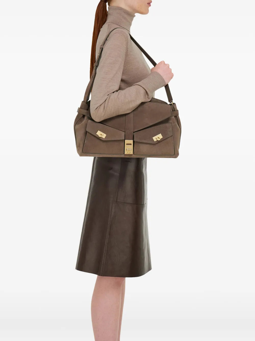 Ferragamo Large Hug Clutch Bag — Same as shown — Size One Size — Side View