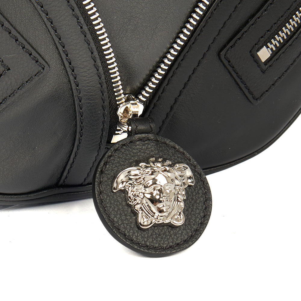Versace Shoulder Bag Biker Hobo in Black, Leather — Lifestyle View