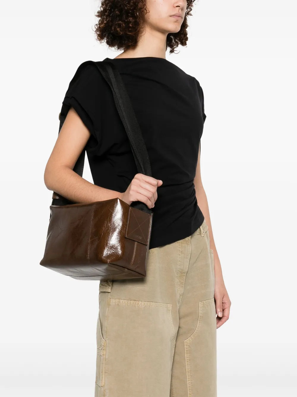 Uma Wang Medium Leather Shoulder Bag — Same as shown — Size One Size — Side View