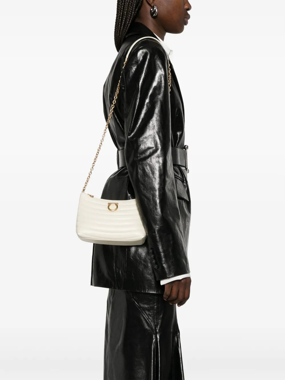 Ferragamo Gancini Plaque Shoulder Bag — Same as shown — Size One Size — Side View