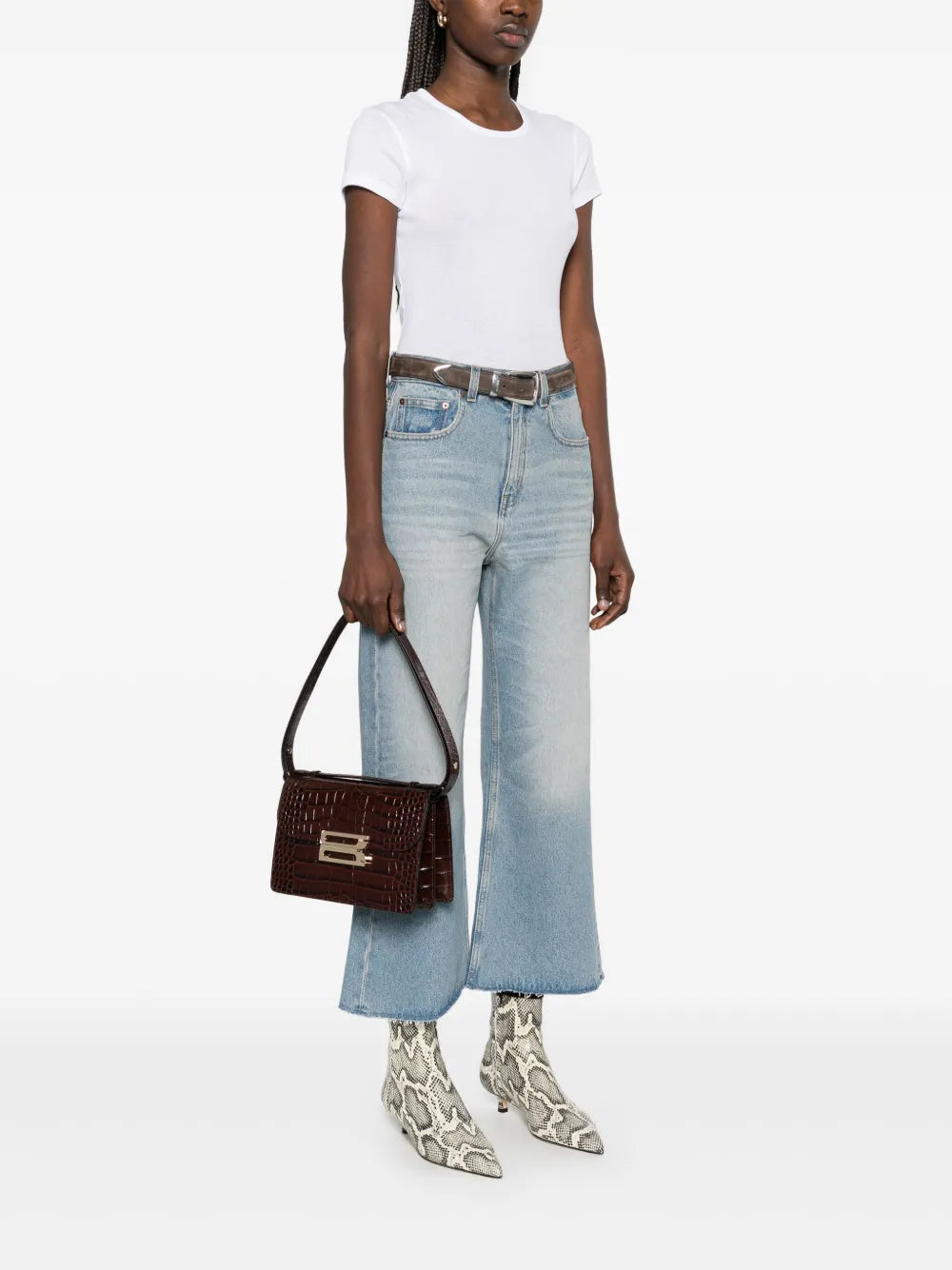 Victoria Beckham Embossed Crocodile Shoulder Bag — Same as shown — Size One Size — Side View