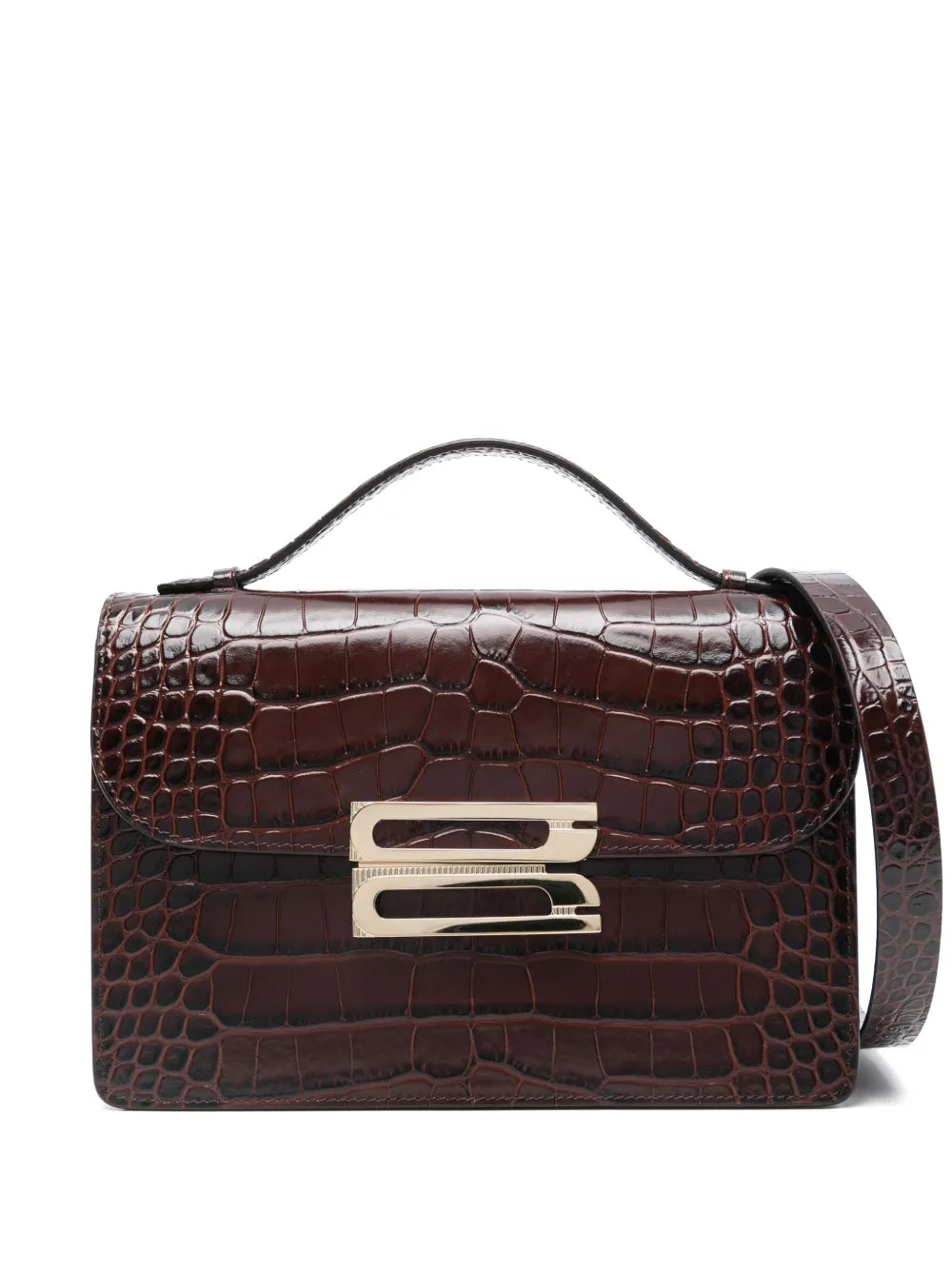 Victoria Beckham Embossed Crocodile Shoulder Bag — Same as shown — Size One Size — Front View