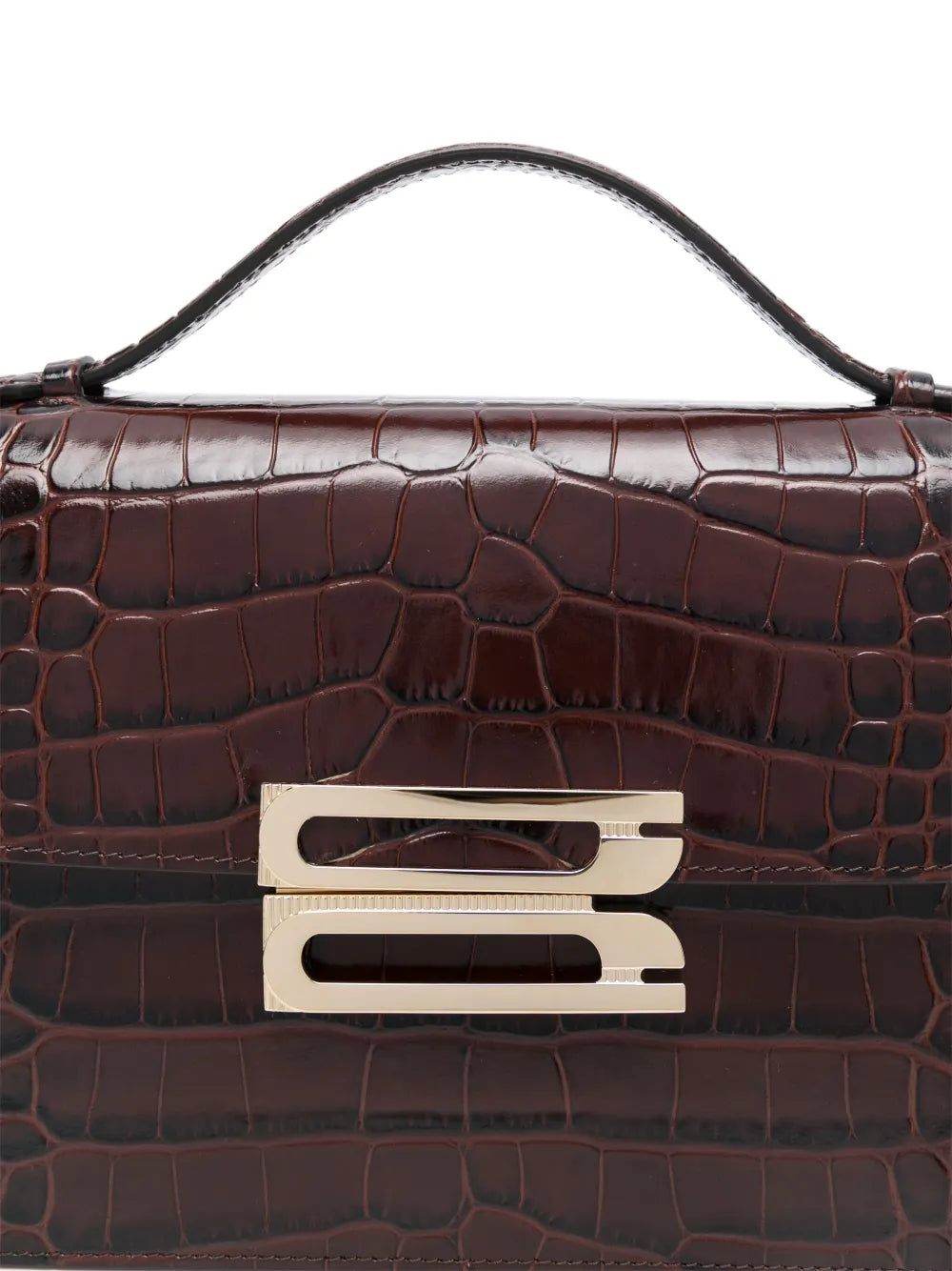 Victoria Beckham Embossed Crocodile Shoulder Bag — Same as shown — Size One Size — Top View