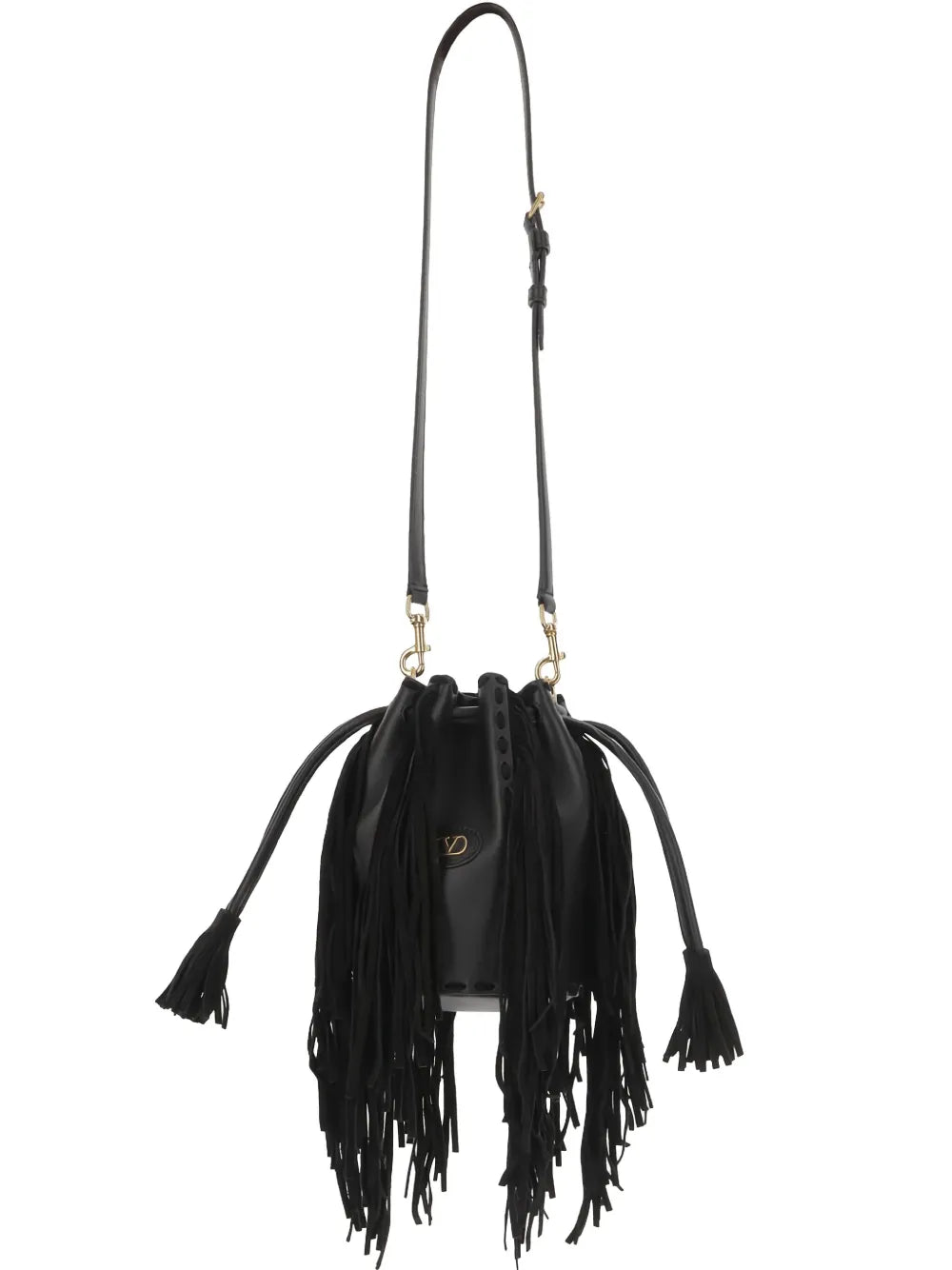 Valentino Garavani Fringed Leather Shoulder Bag — Same as shown — Size One Size — Front View
