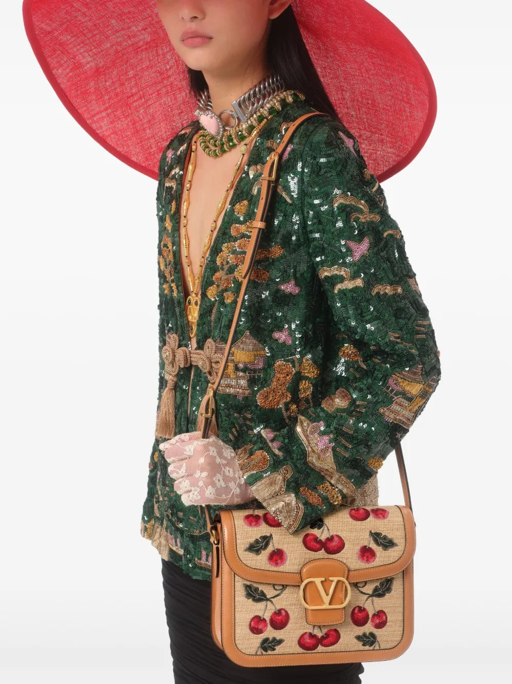 Valentino Garavani 9To5 Cherryfic Motif Shoulder Bag — Same as shown — Size One Size — Back View