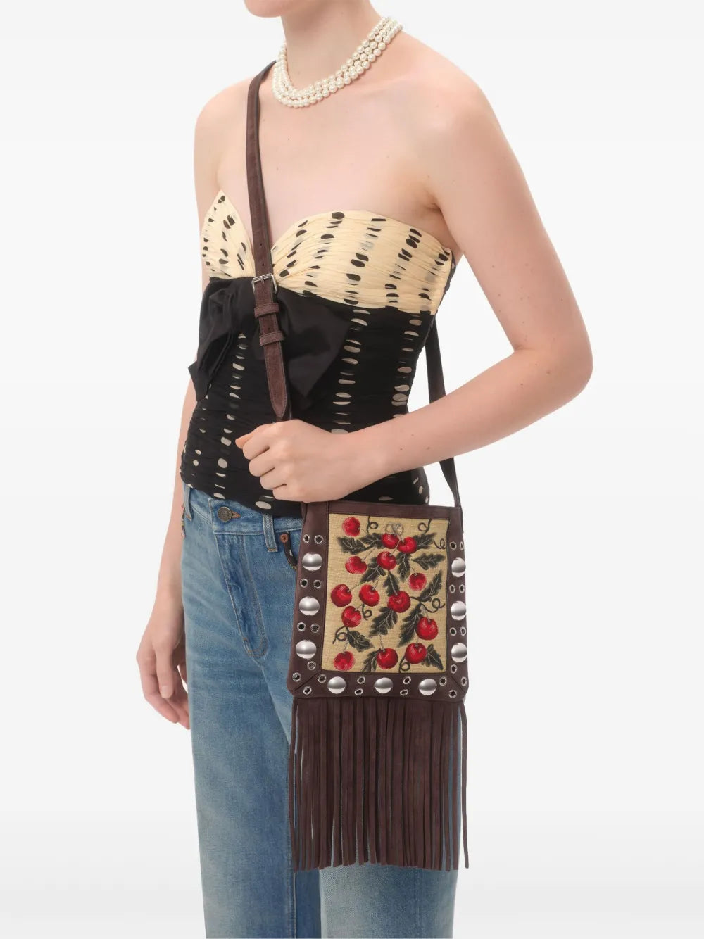 Valentino Garavani Small Nellcote Cherryfic Motif Shoulder Bag — Same as shown — Size One Size — Back View