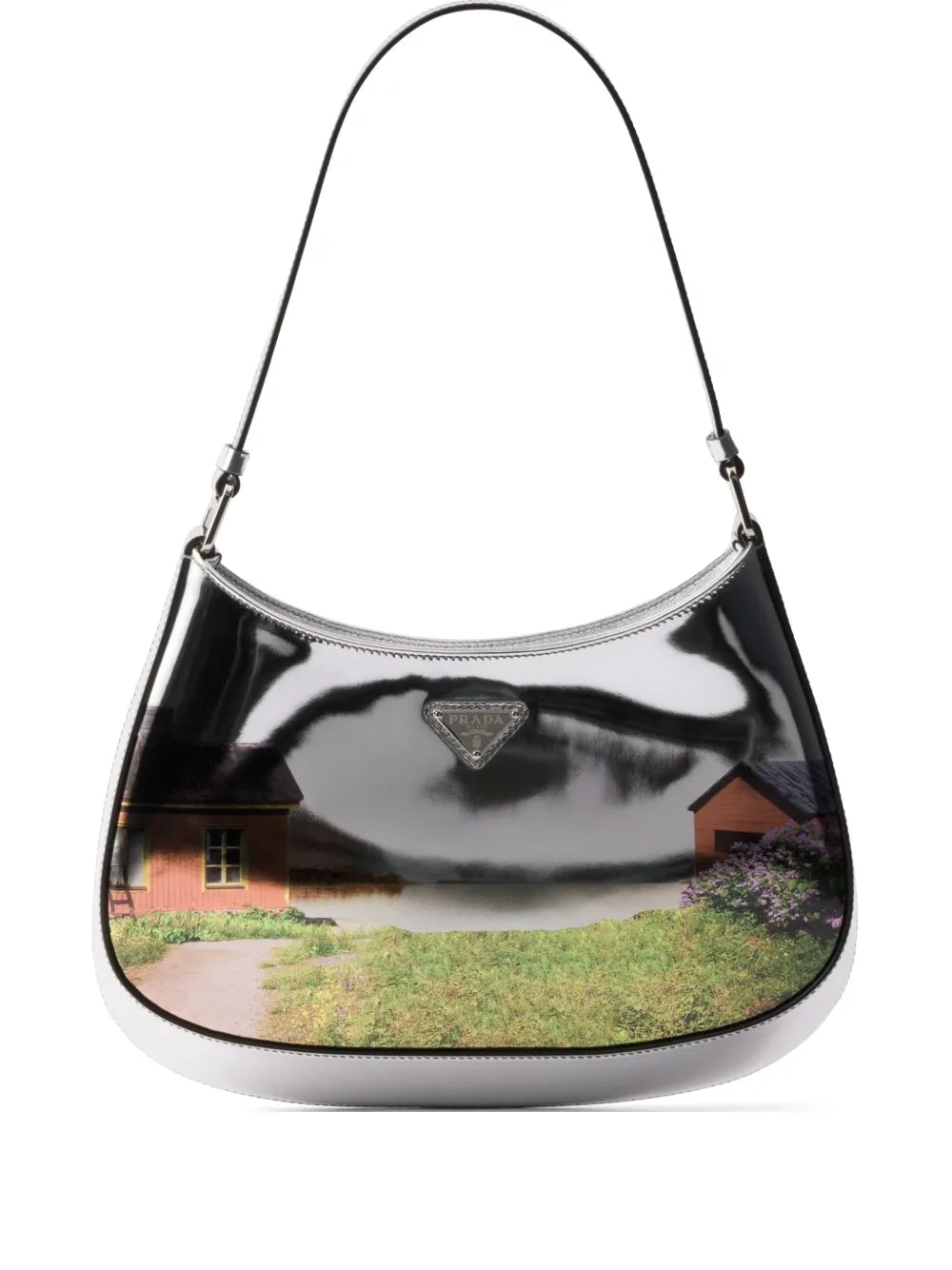Prada Cleo Printed Brushed Leather Shoulder Bag — Same as shown — Size One Size — Front View