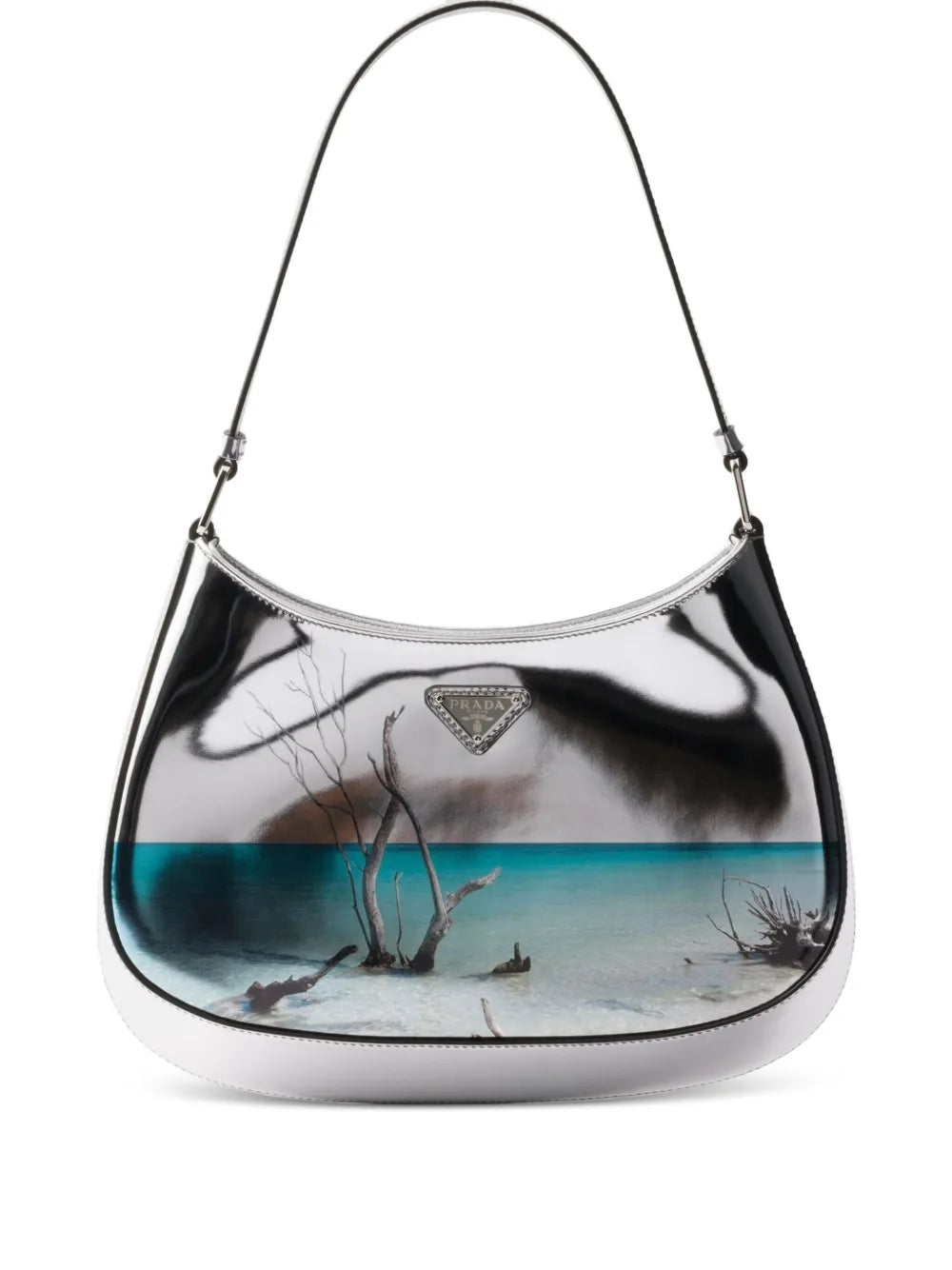 Prada Cleo Printed Brushed Leather Shoulder Bag — Same as shown — Size One Size — Front View