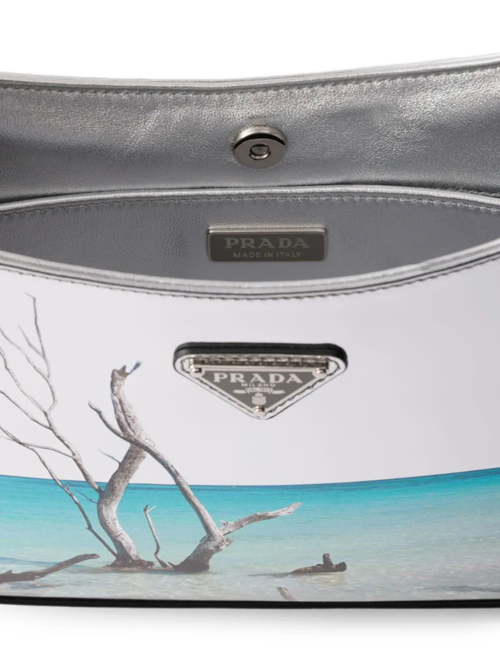 Prada Cleo Printed Brushed Leather Shoulder Bag — Same as shown — Size One Size — Top View