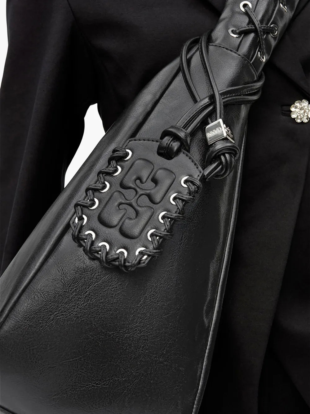 Ganni Xxl Leather Shoulder Bag — Same as shown — Size One Size — Lifestyle View