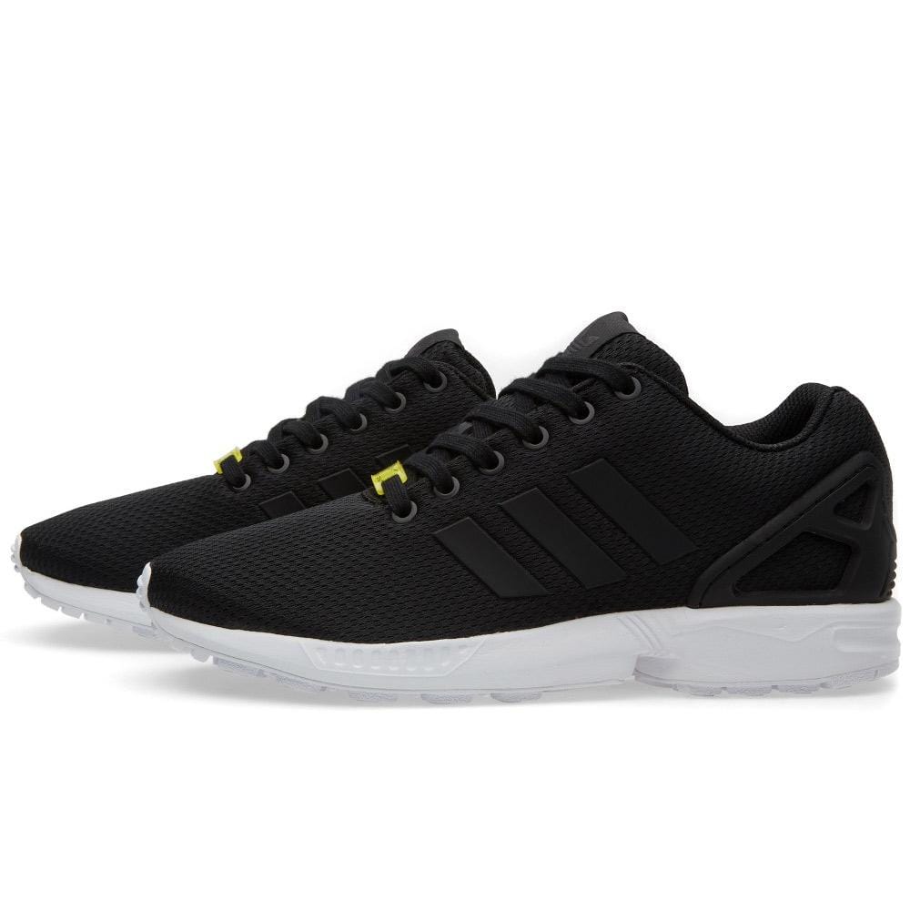 ADIDAS ZX FLUX Black & White — UK 3.5 | EU 36 | US 4 — Front View