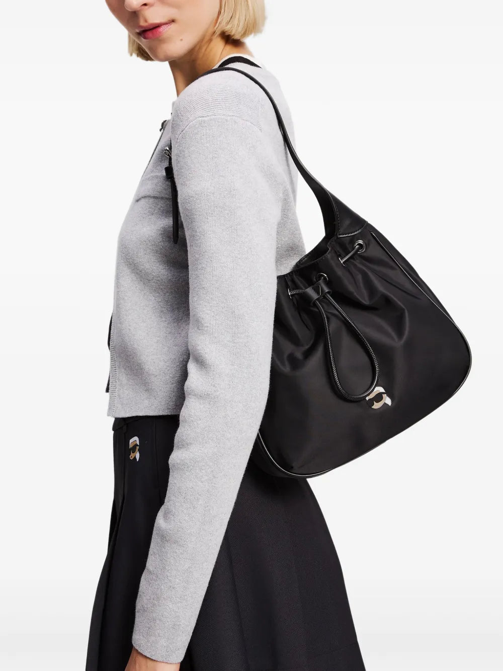 Karl Lagerfeld Ikon Drawstring Shoulder Bag — Same as shown — Size One Size — Side View