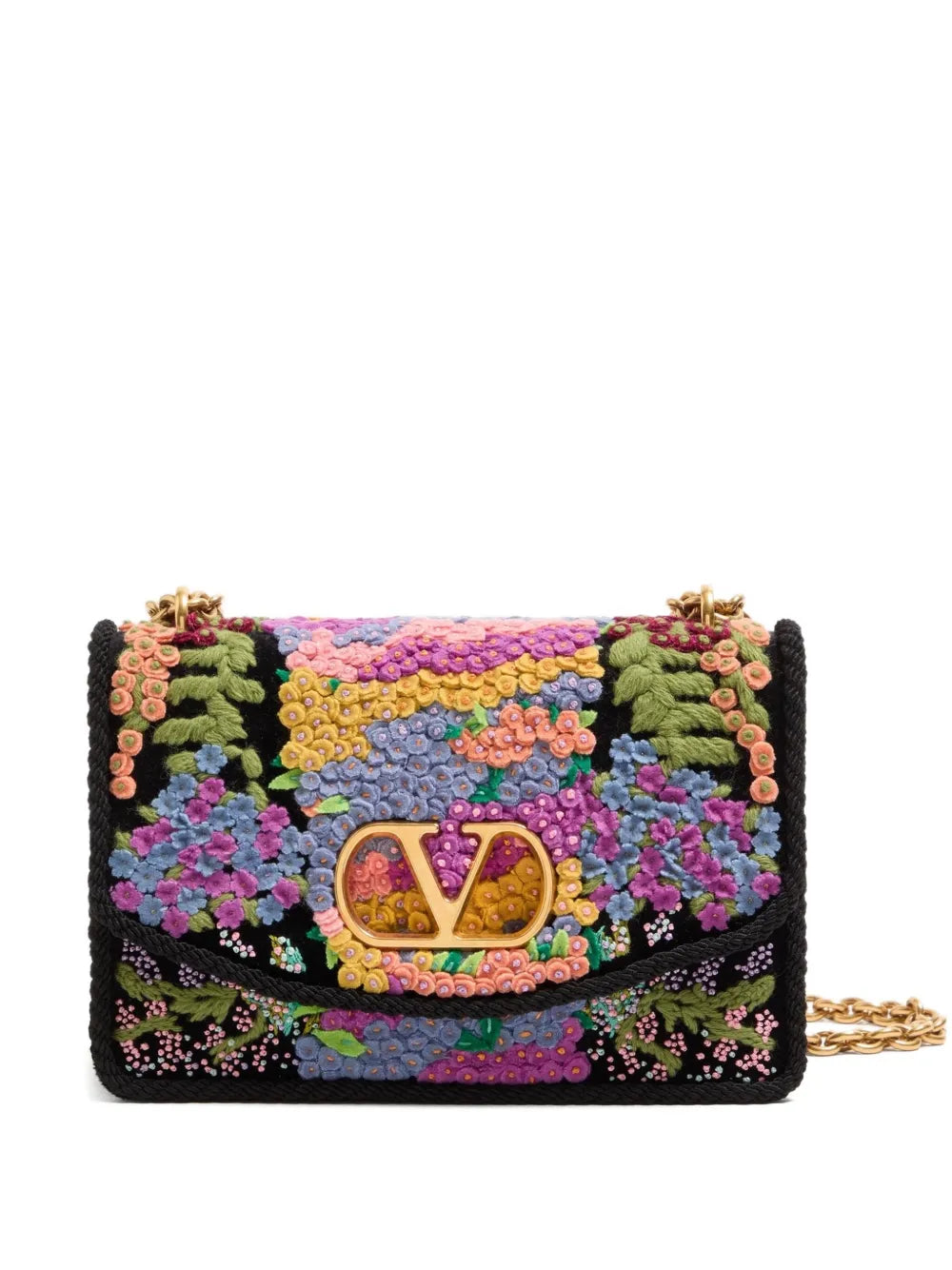 Valentino Garavani Floral Embroidered Mini Shoulder Bag — Same as shown — Size One Size — Front View