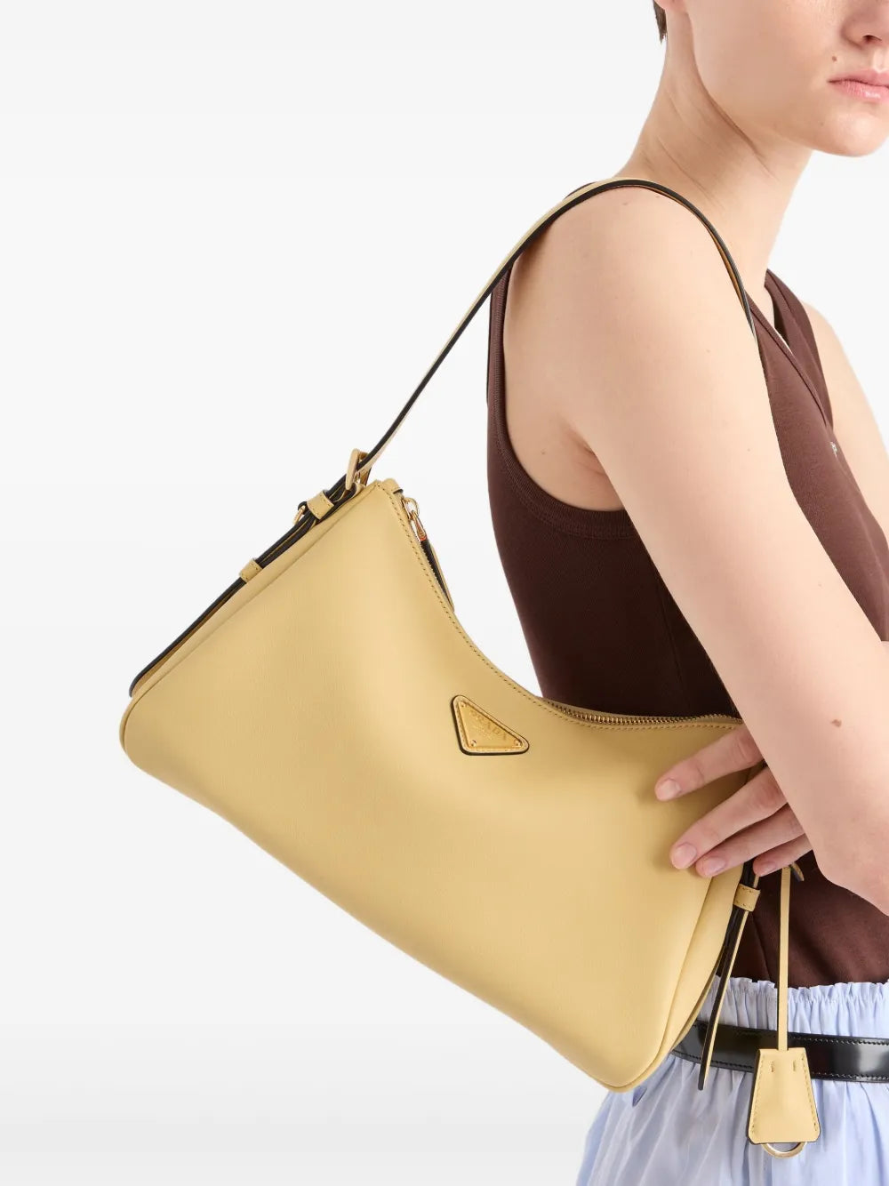 Prada Medium Aimee Leather Shoulder Bag — Same as shown — Size One Size — Back View