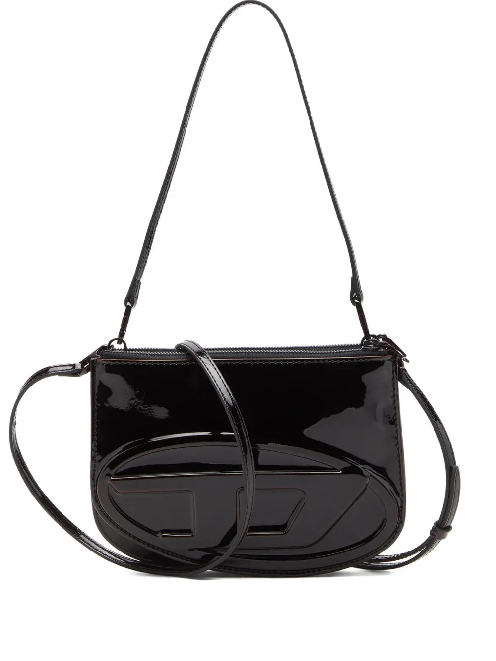 Diesel 1Dr Patent Leather Logo Shoulder Bag — Same as shown — Size One Size — Front View