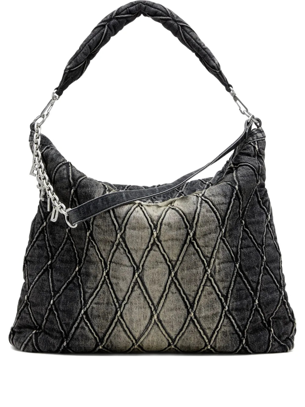 Diesel Charm D Quilted Chain Embellished Shoulder Bag — Same as shown — Size One Size — Front View