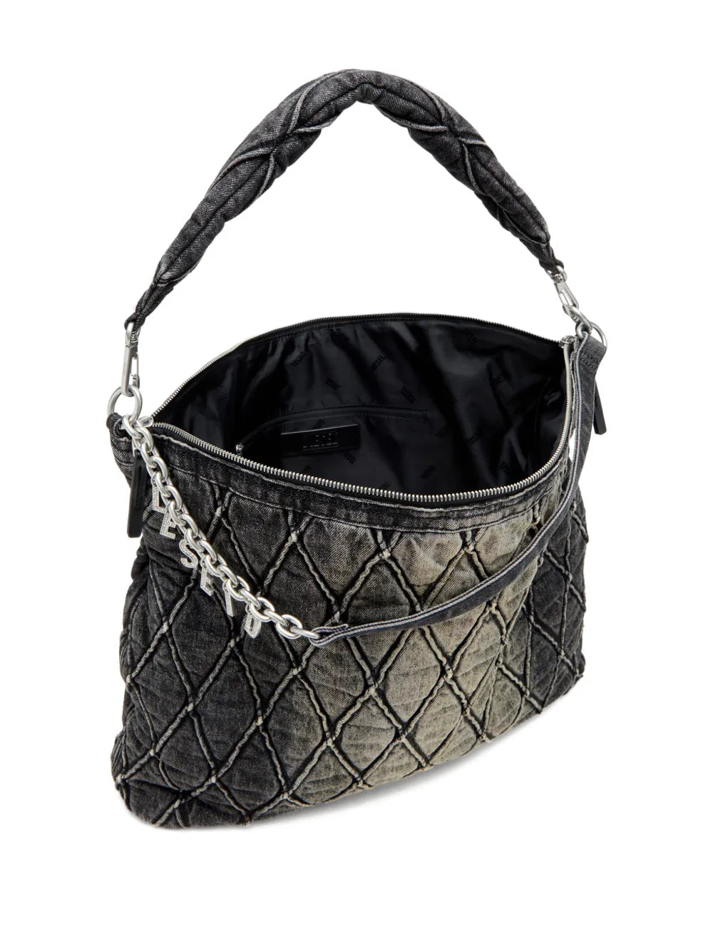 Diesel Charm D Quilted Chain Embellished Shoulder Bag — Same as shown — Size One Size — Top View