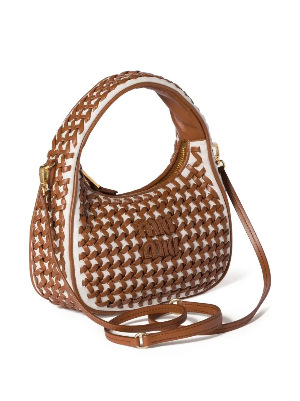 Miu Miu Wander Woven Shoulder Bag — Same as shown — Size One Size — Back View