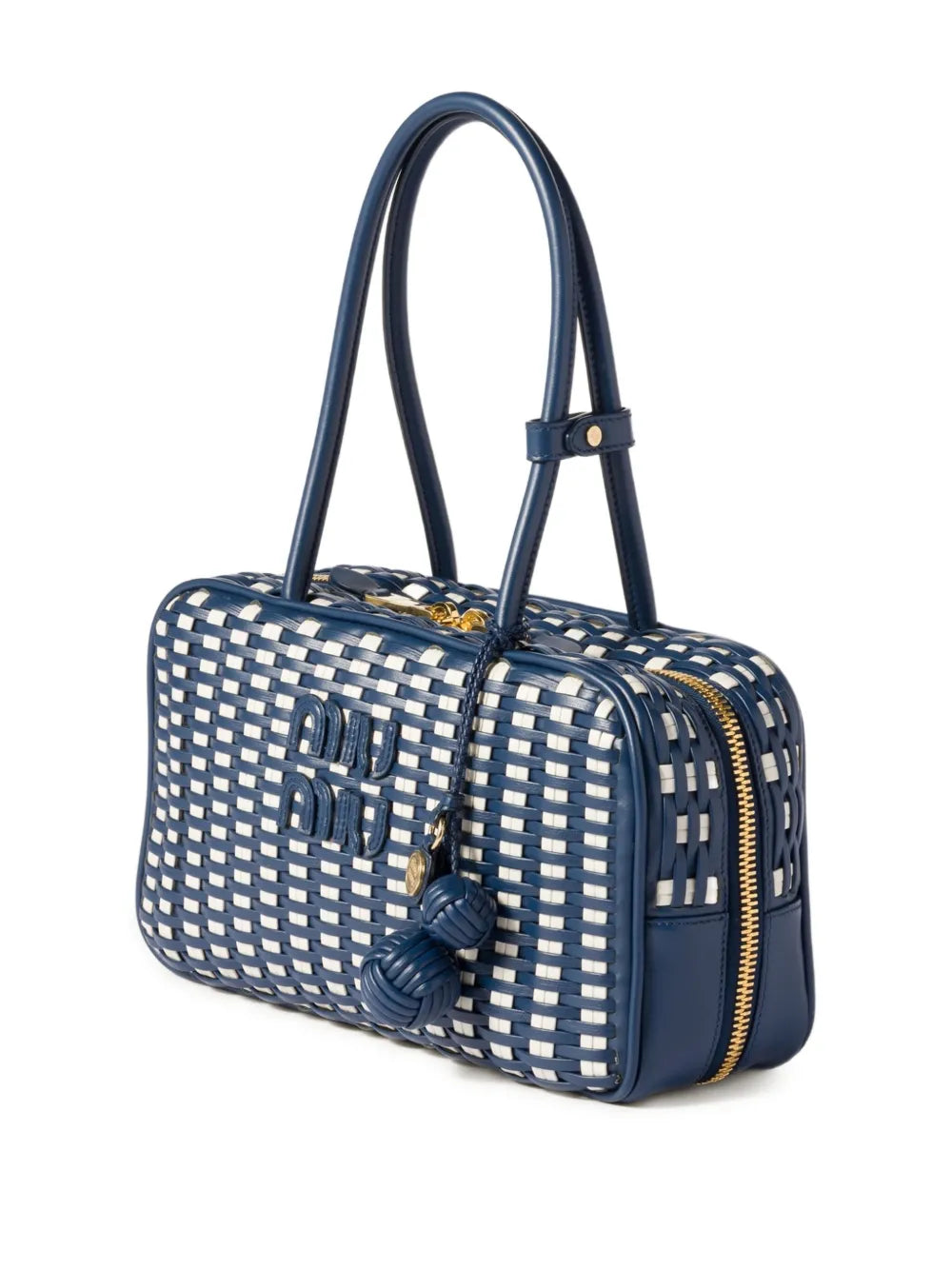 Miu Miu Beau Woven Design Shoulder Bag — Same as shown — Size One Size — Back View