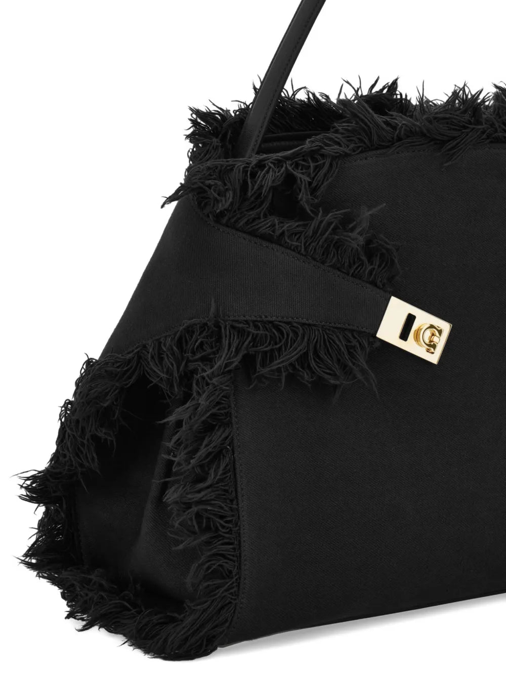 Ferragamo Large Hug Fringe Detail Shoulder Bag — Same as shown — Size One Size — Detail View
