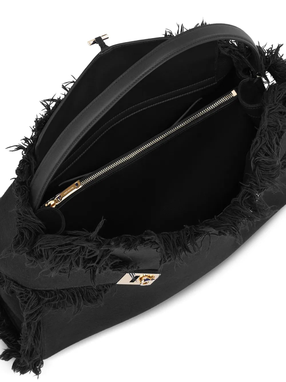 Ferragamo Large Hug Fringe Detail Shoulder Bag — Same as shown — Size One Size — Lifestyle View