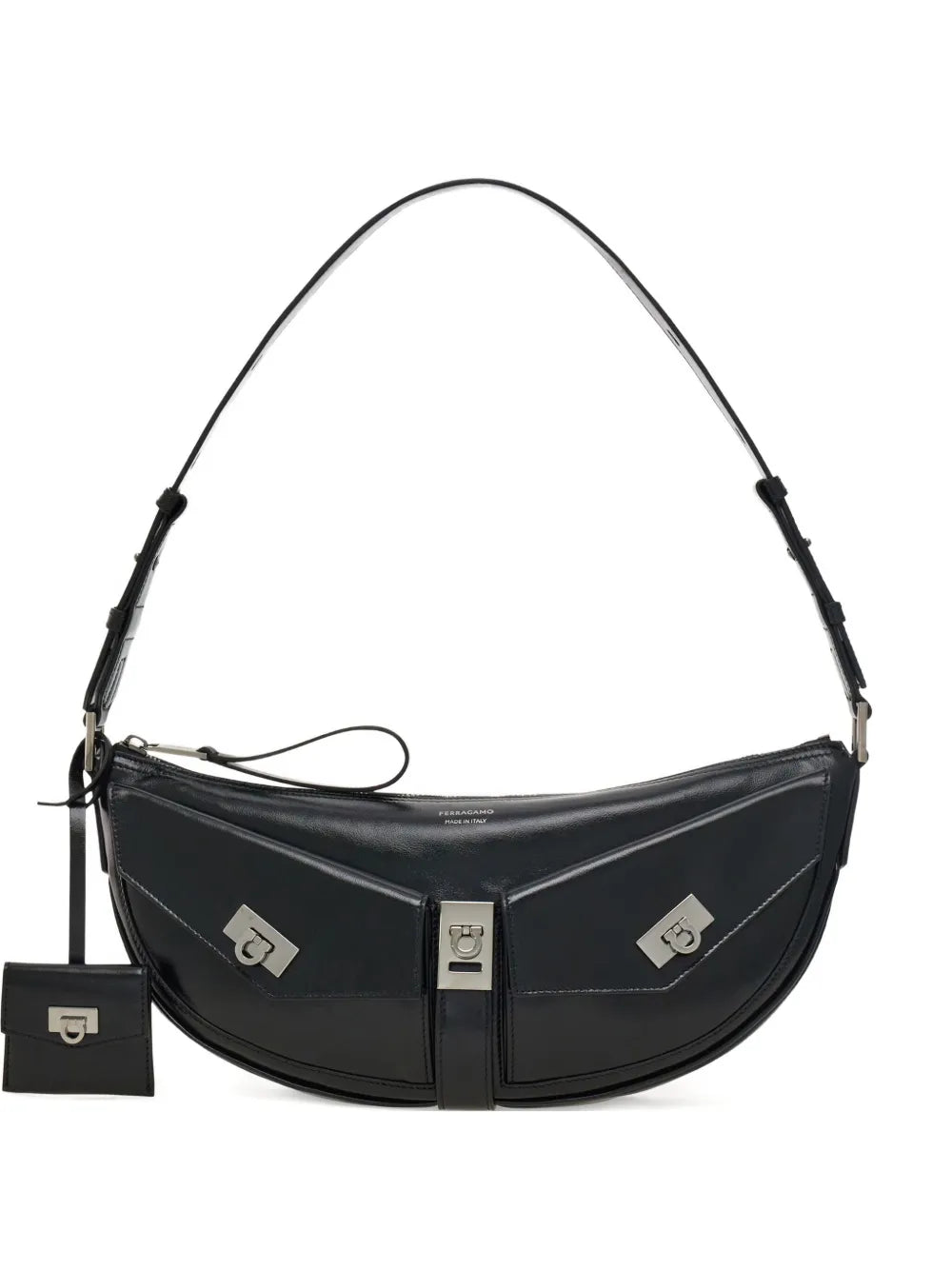 Ferragamo Small Gancio Embellished Curved Shoulder Bag — Same as shown — Size One Size — Front View