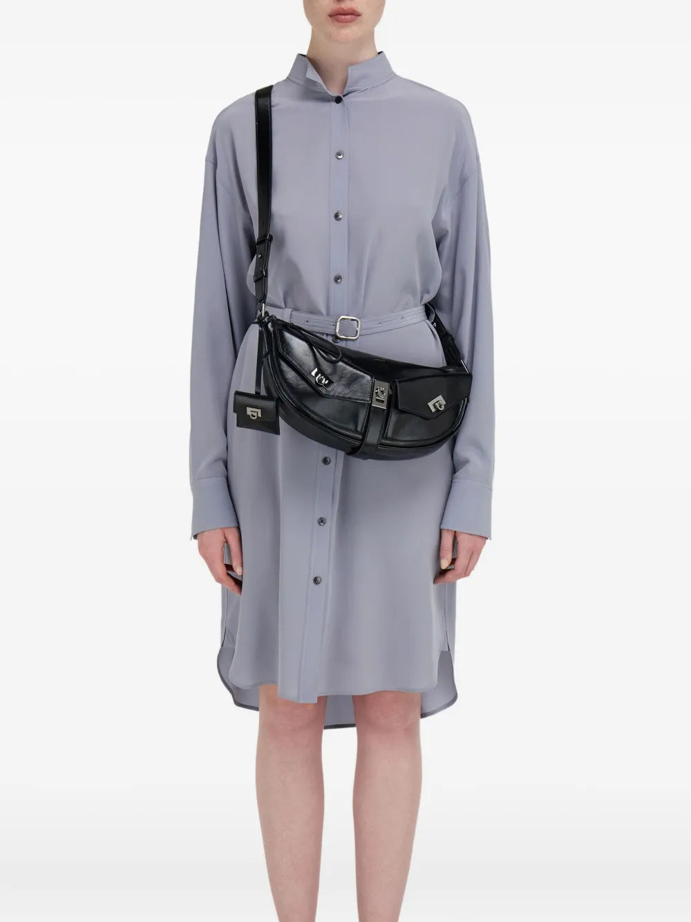 Ferragamo Small Gancio Embellished Curved Shoulder Bag — Same as shown — Size One Size — Side View