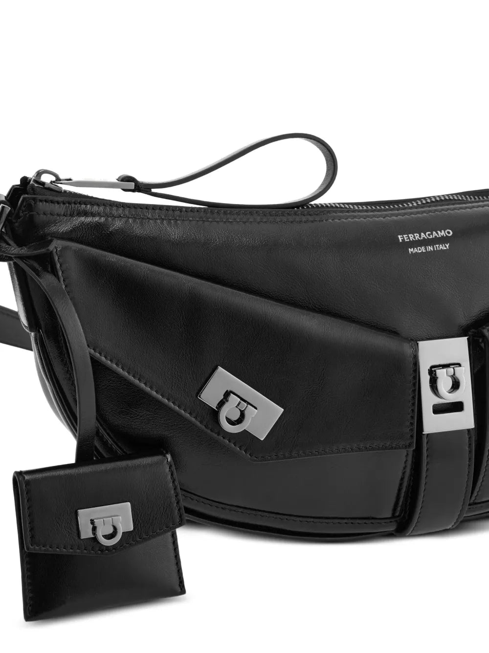 Ferragamo Small Gancio Embellished Curved Shoulder Bag — Same as shown — Size One Size — Top View