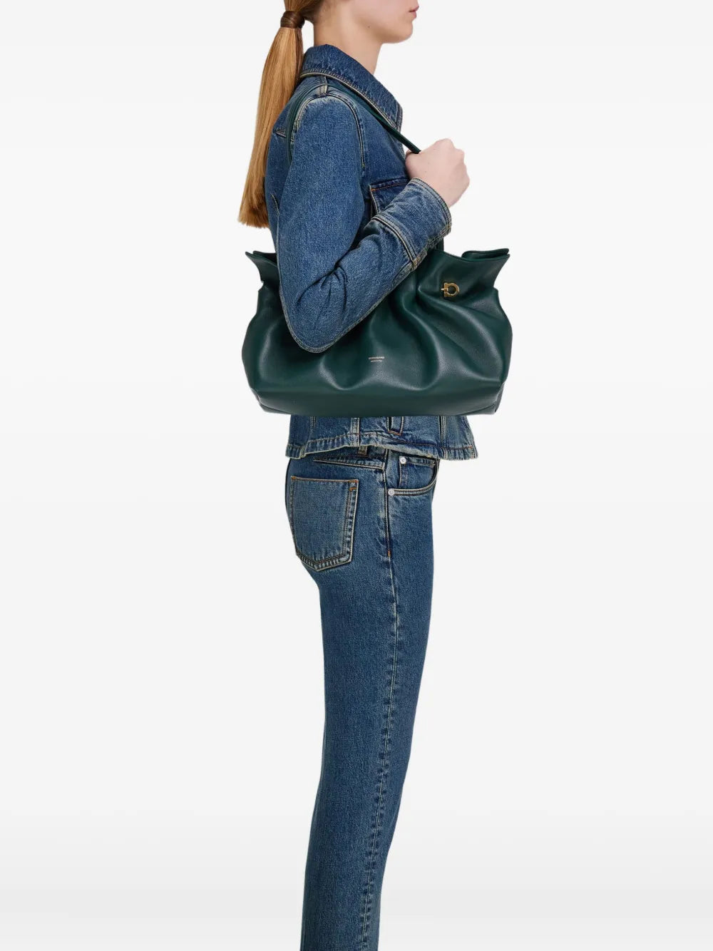 Ferragamo Soft Leather Shoulder Bag — Same as shown — Size One Size — Side View