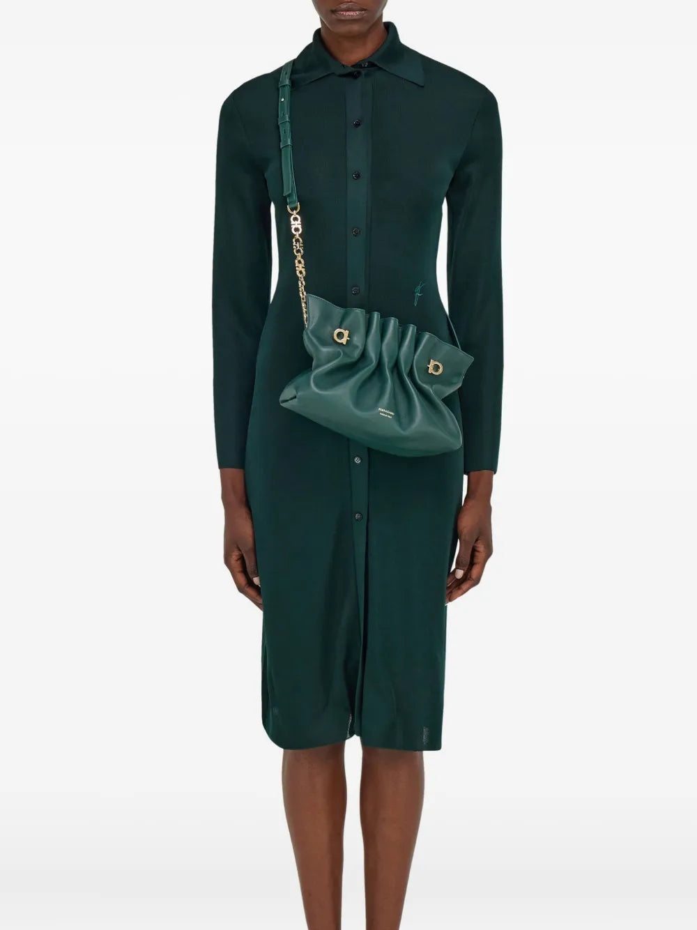 Ferragamo Soft Ruched Shoulder Bag — Same as shown — Size One Size — Side View
