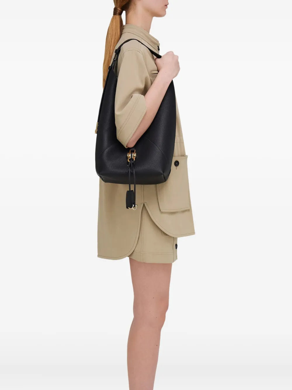 Ferragamo Leather Hobo Shoulder Bag — Same as shown — Size One Size — Side View