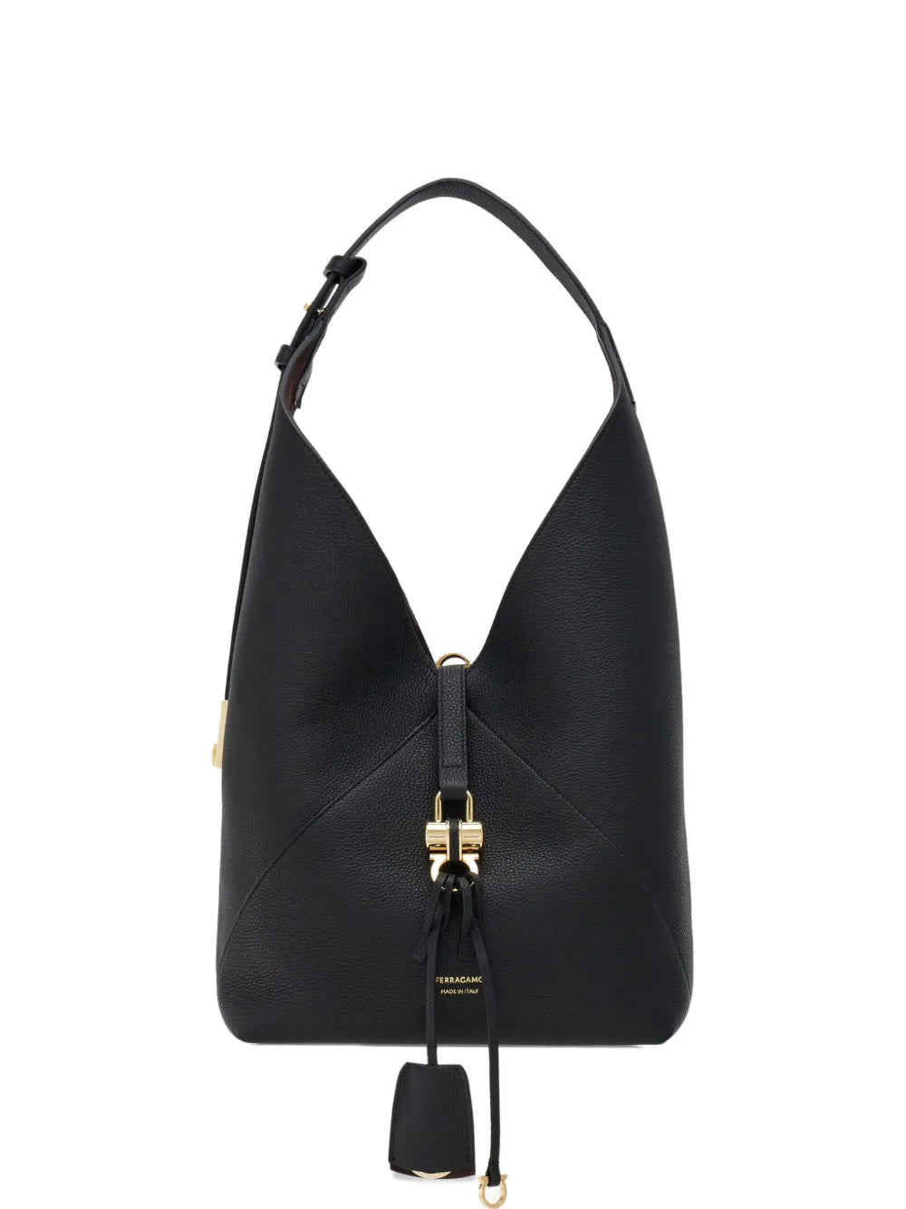 Ferragamo Leather Hobo Shoulder Bag — Same as shown — Size One Size — Front View