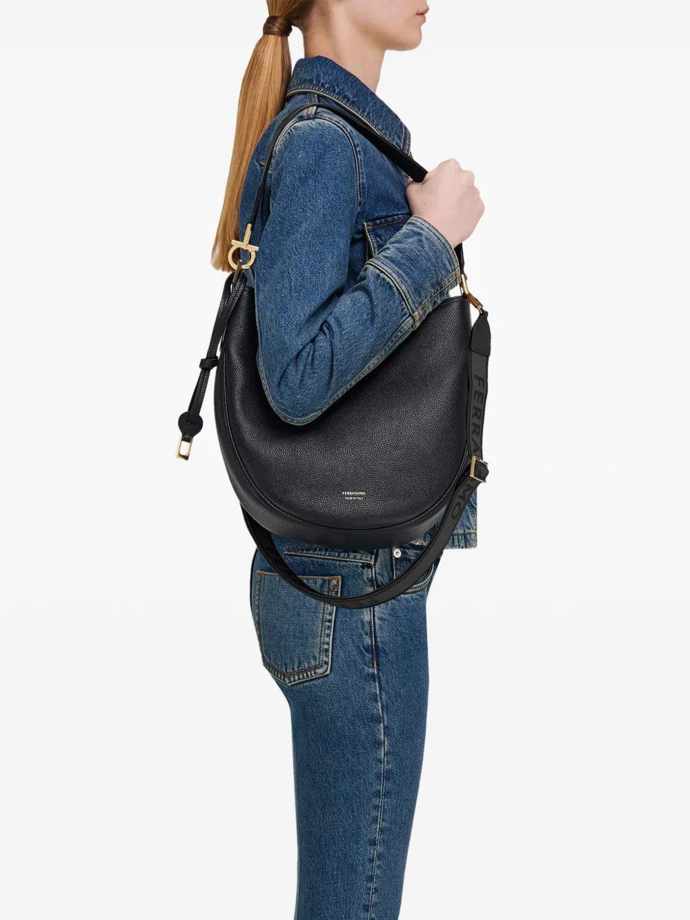Ferragamo North South Leather Shoulder Bag — Same as shown — Size One Size — Side View