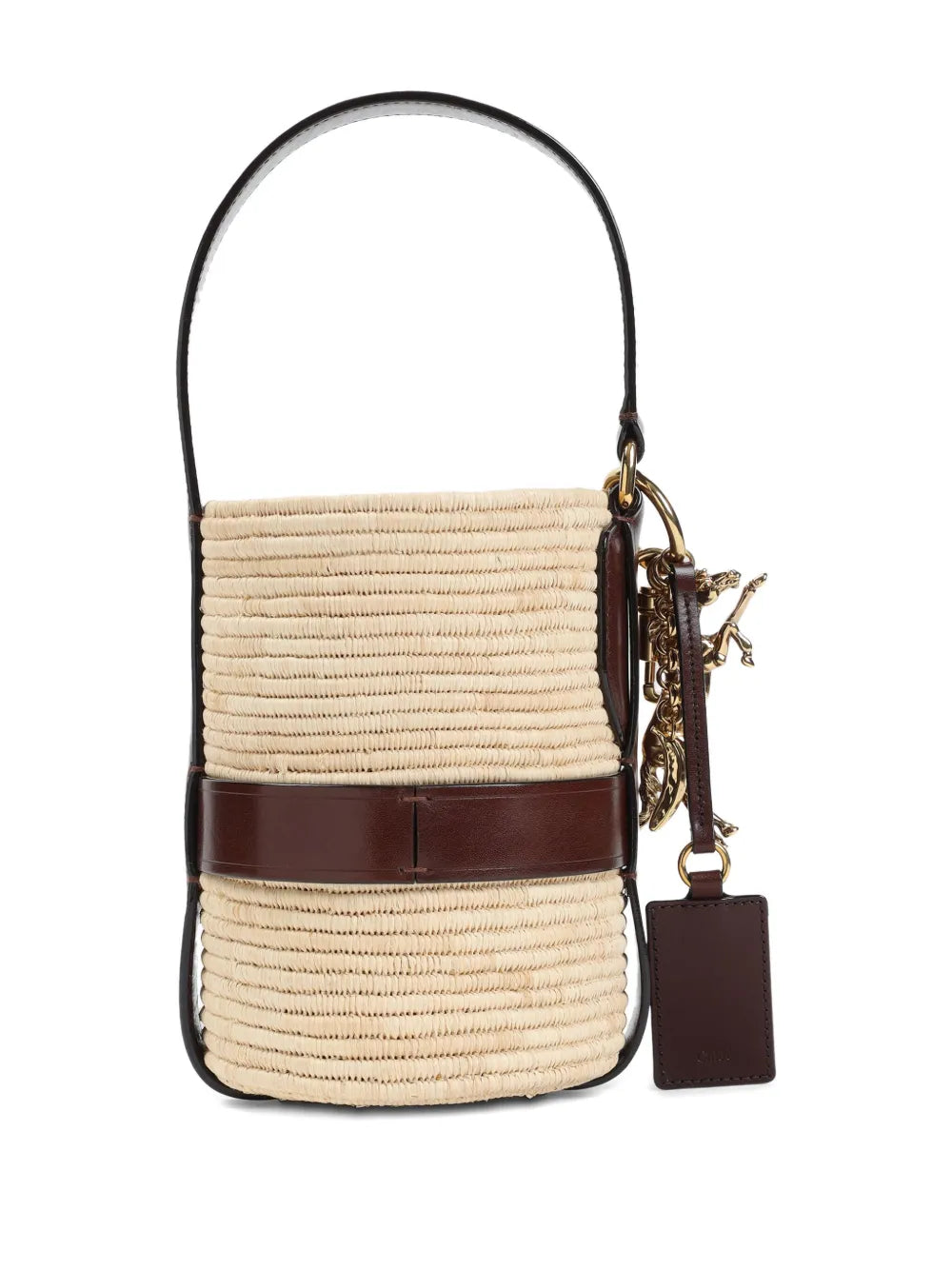 Chloe Logo Raffia Shoulder Bag — Same as shown — Size One Size — Side View