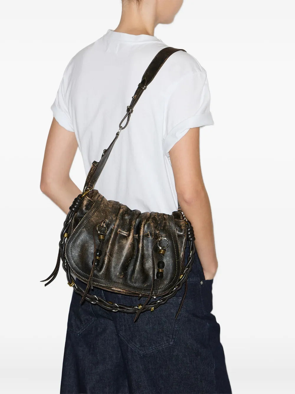 Isabel Marant Bolton Drawstring Leather Shoulder Bag — Same as shown — Size One Size — Side View