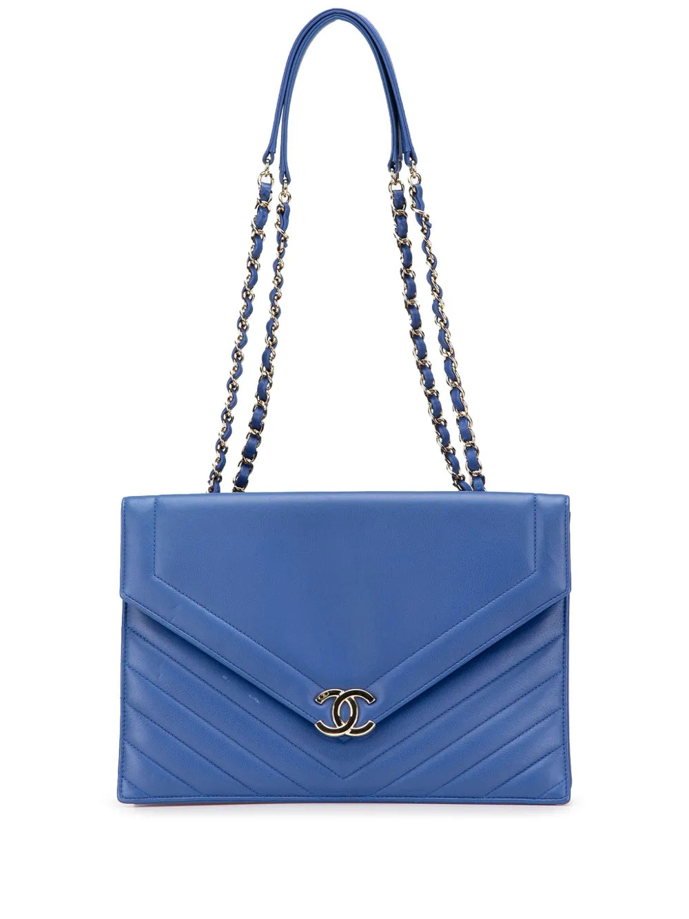 Chanel Pre Owned 2019 Chevron Calfskin Coco Envelope Shoulder Bag — Same as shown — Size One Size — Front View
