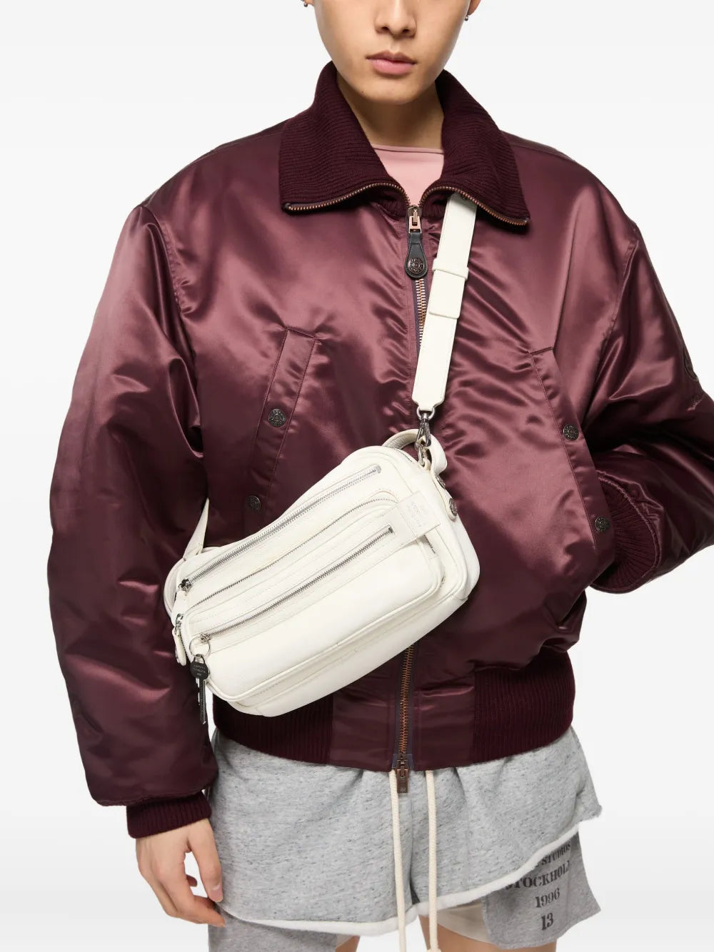 Acne Studios Triple Zip Leather Shoulder Bag — Same as shown — Size One Size — Side View