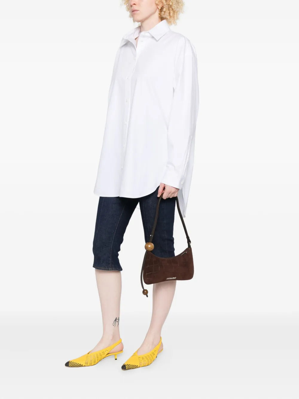 Jacquemus Le Bisou Crocodile Effect Wood Bead Shoulder Bag — Same as shown — Size One Size — Side View