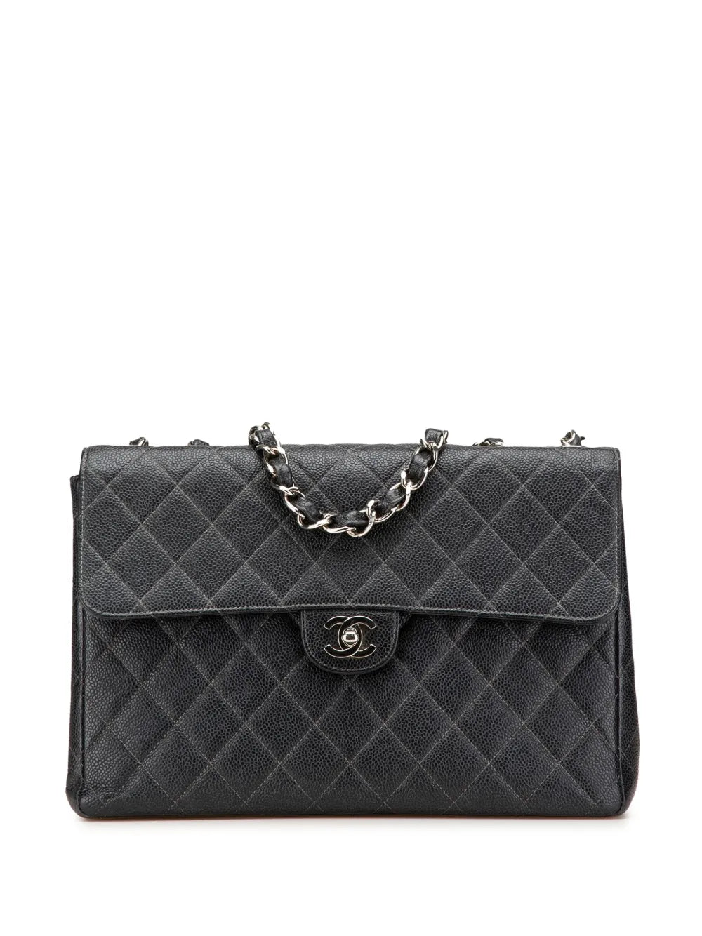 Chanel Pre Owned 2000 2002 Jumbo Quilted Caviar Single Flap Shoulder Bag — Same as shown — Size One Size — Front View