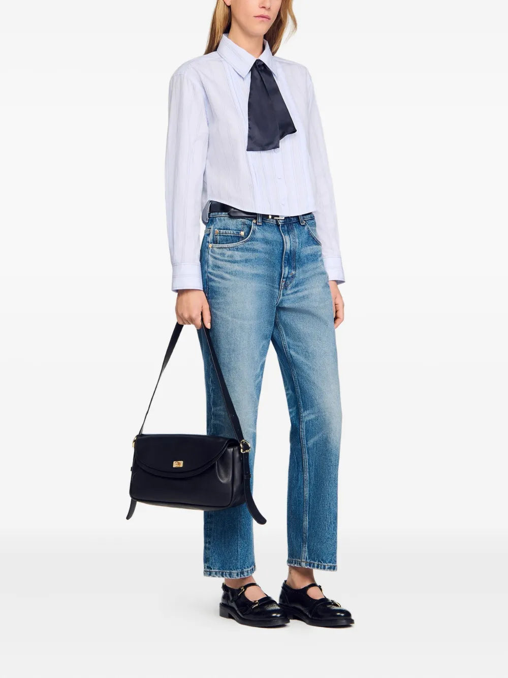 Sandro Leather Shoulder Bag — Same as shown — Size One Size — Side View