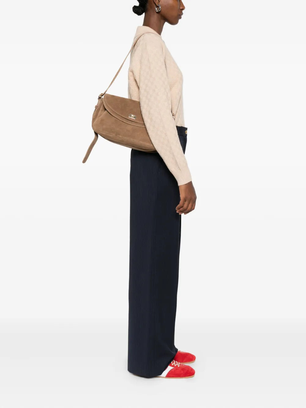 Sandro Suede Shoulder Bag — Same as shown — Size One Size — Side View