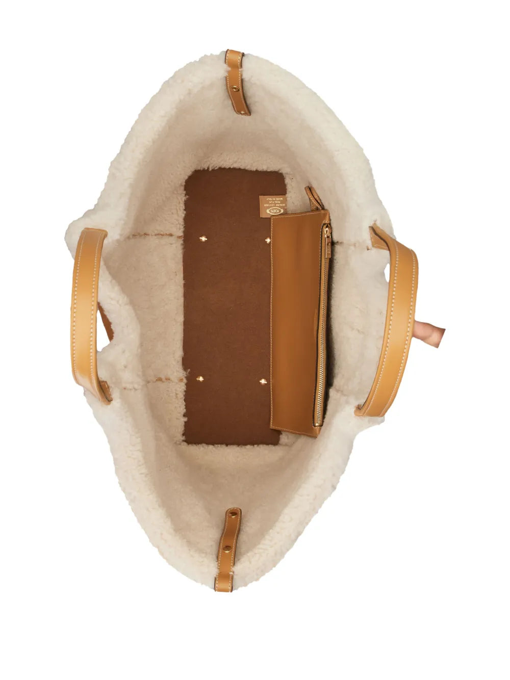 Tods Shearling Trimmed T Buckle Shoulder Bag — Same as shown — Size One Size — Detail View